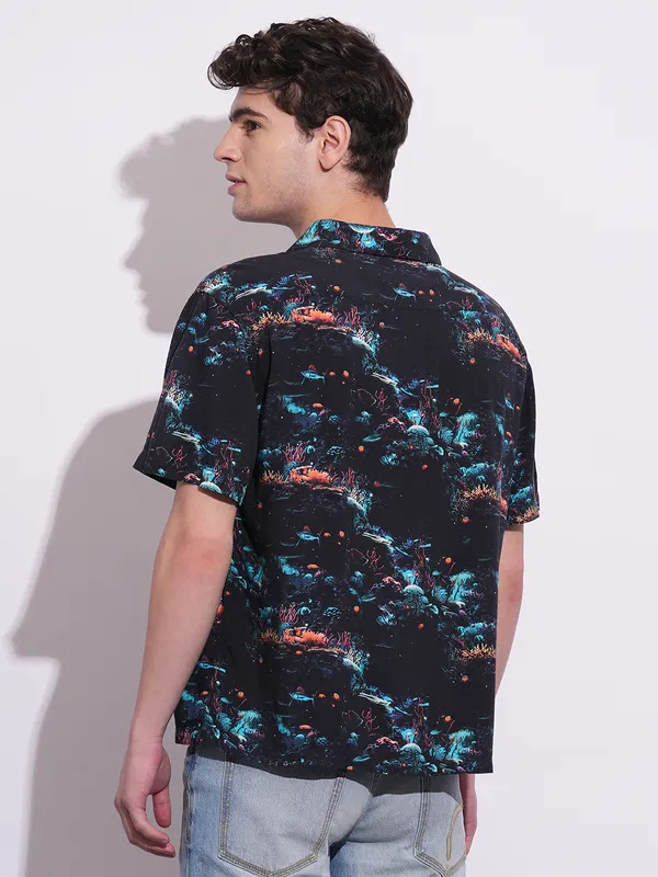 Being Human Clothing Mens-Top Shirts Black & Teal