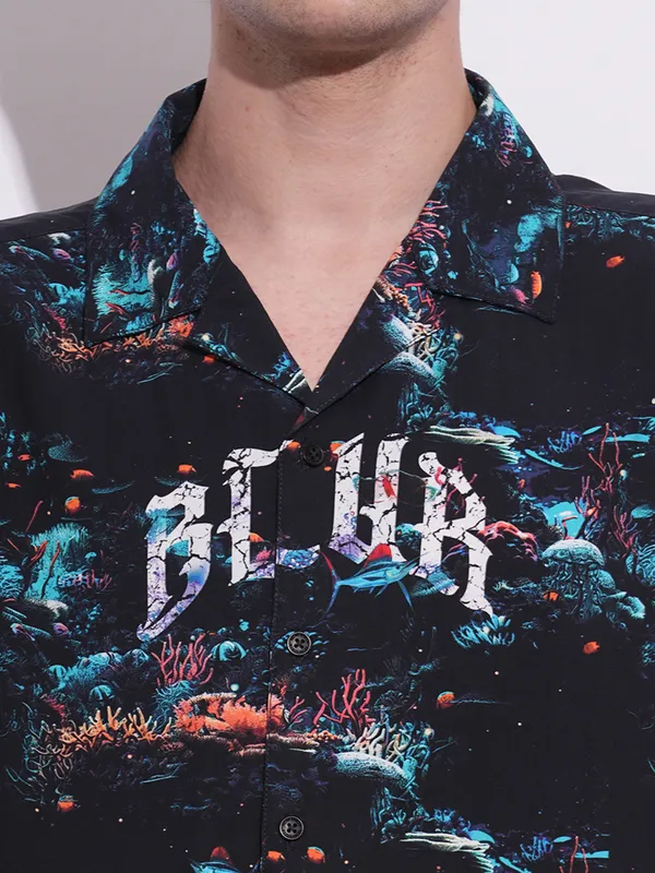 Being Human Clothing Mens-Top Shirts Black & Teal