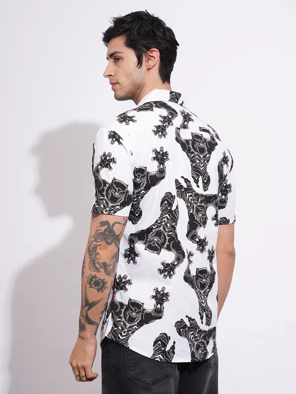 Being Human Men's White Marvel Regular Shirt