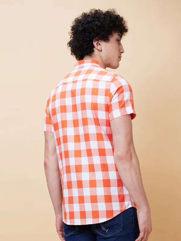 Being Human Men Slim Fit Shirts-Orange