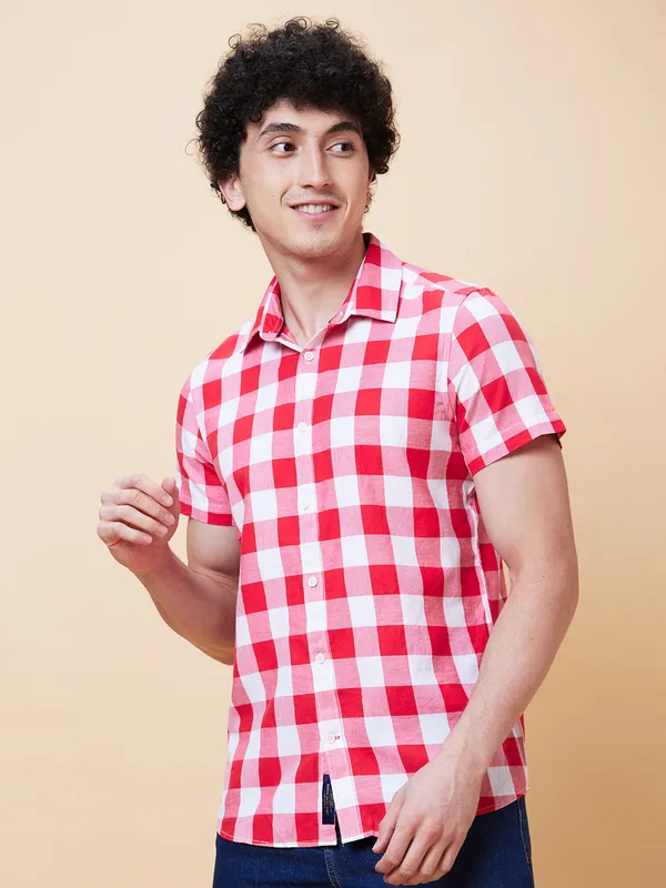 Being Human Men Slim Fit Shirts-Red