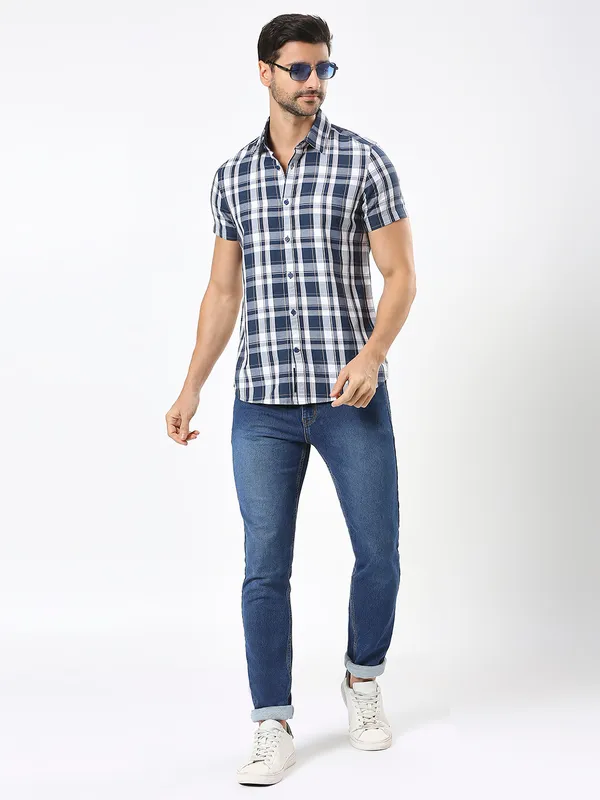 Being Human Men Slim Fit Shirts-Navy