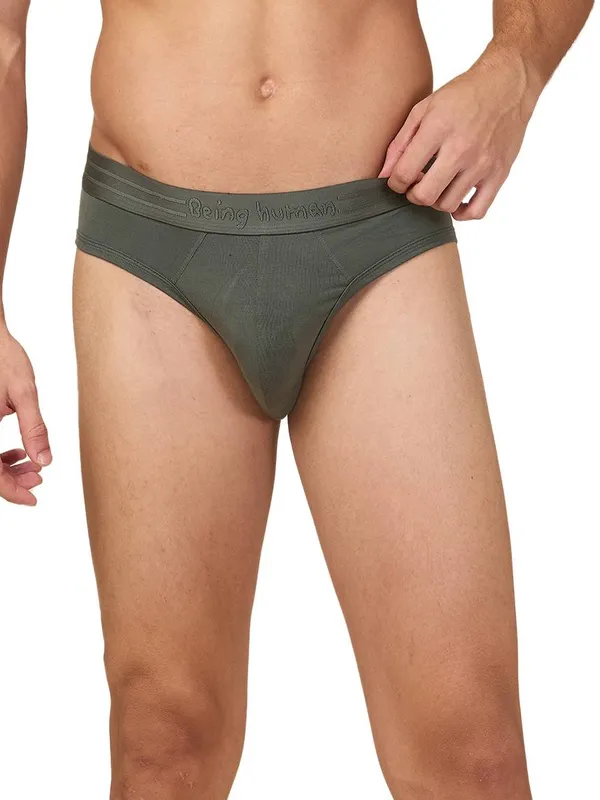Being Human Clothing Mens- Mid Rise Brief Underwear Olive