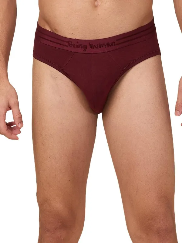 Being Human Mens- Mid Rise Brief Underwear Wine