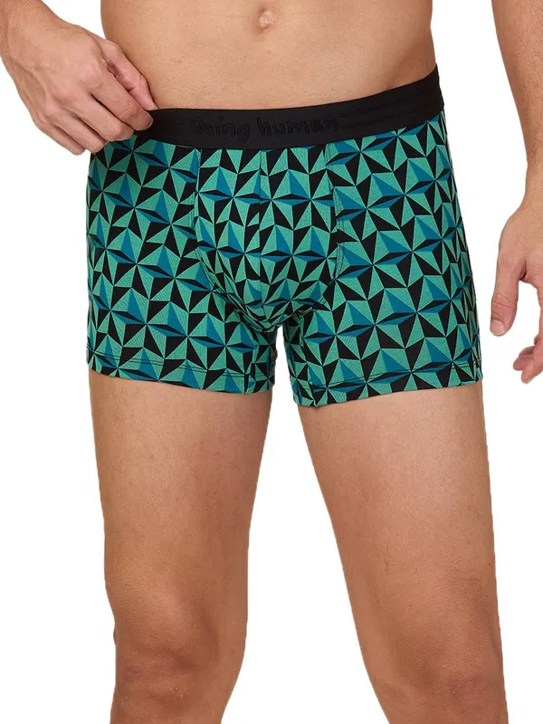 Being Human Mens- Mid Rise Trunk Underwear Black Prt