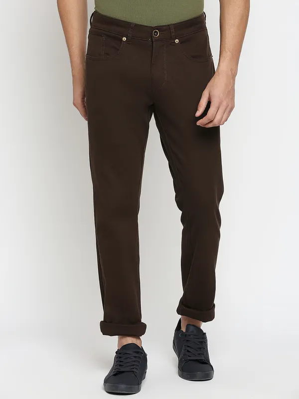Being Human Clothing Men Slim Fit Chino-Dk Brown