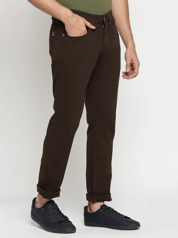 Being Human Clothing Men Slim Fit Chino-Dk Brown