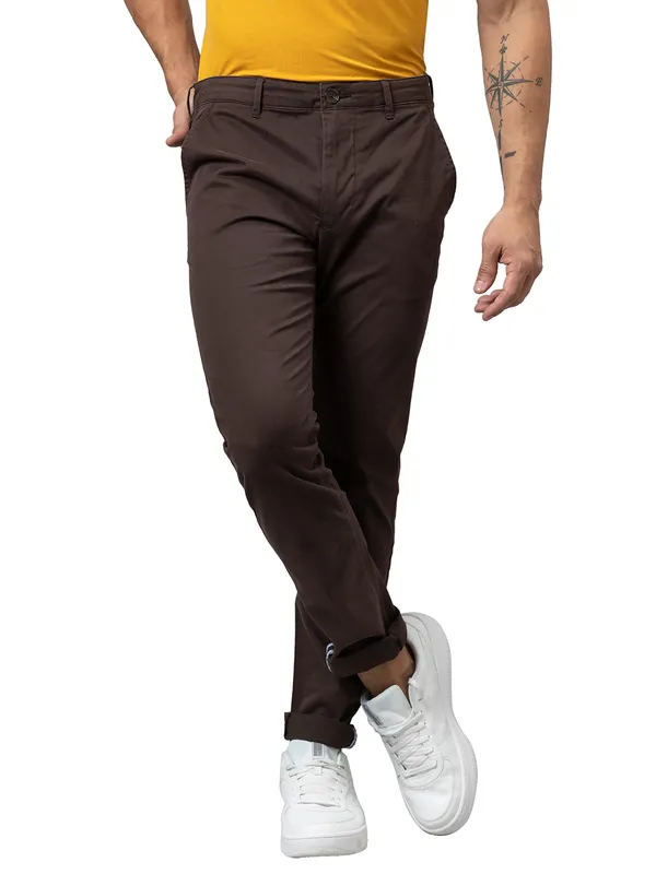 Being Human Clothing Men Slim Fit Chino-Brown