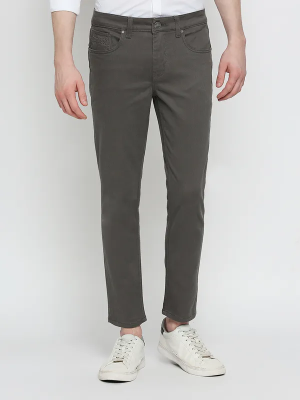 Being Human Men Cropped Fit Chino-Dark Grey