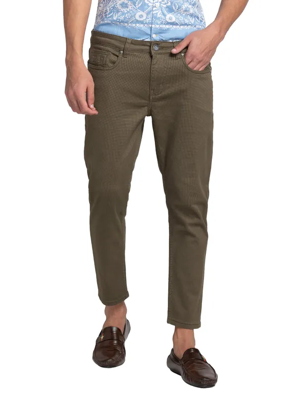 Being Human Men Cropped Fit Chino-Olive