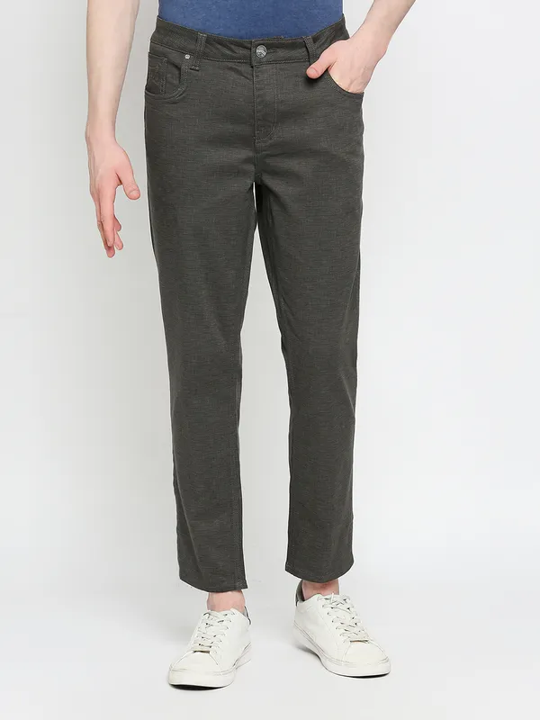 Being Human Clothing Men Cropped Fit Chino-Dark Grey
