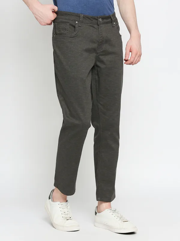 Being Human Clothing Men Cropped Fit Chino-Dark Grey