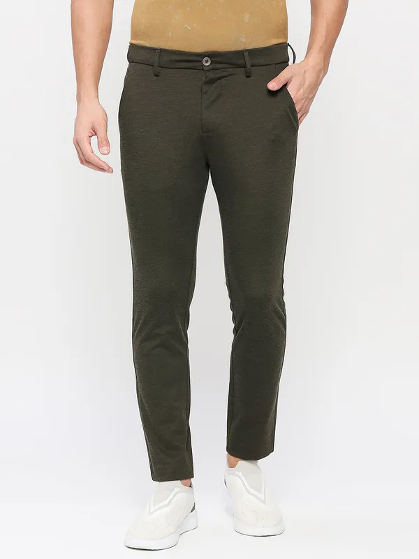 Being Human Clothing Men Cropped Fit Chino-Olive