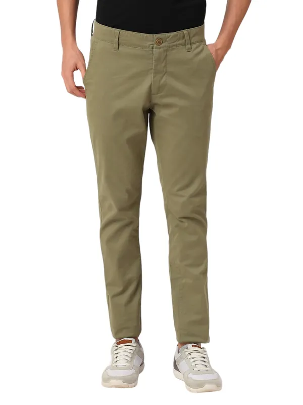 Being Human Men Slim  Fit Non Denim-Olive