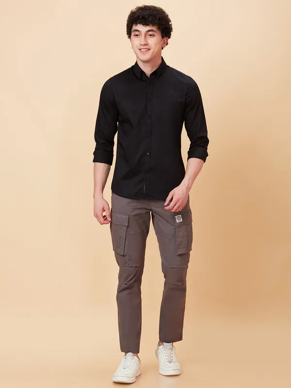 Being Human Men Slim  Fit Cargo-Charcoal