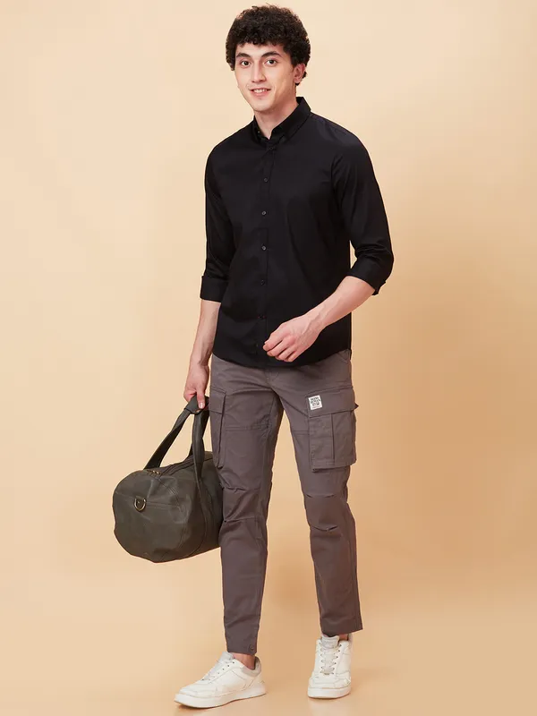 Being Human Men Slim  Fit Cargo-Charcoal