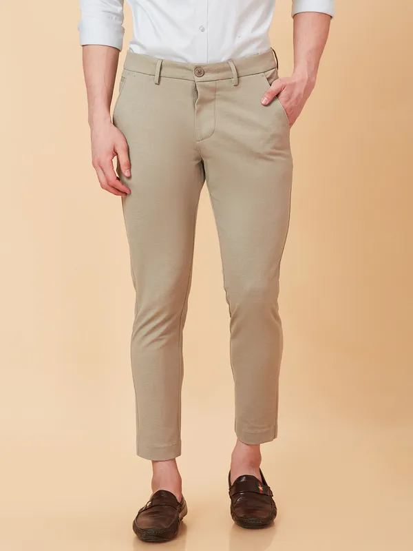 Being Human Clothing Men Cropped Fit Non Denim-Beige