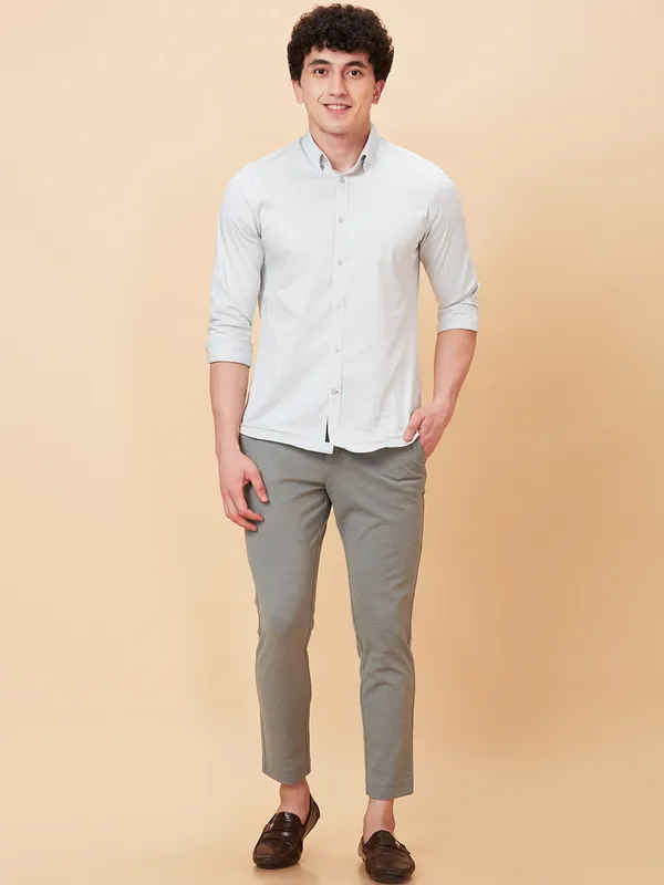 Being Human Clothing Men Cropped Fit Non Denim-Lt.Green