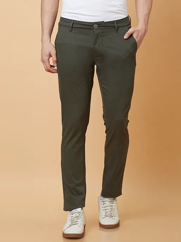 Being Human Mens-Bottom Chino Military Green