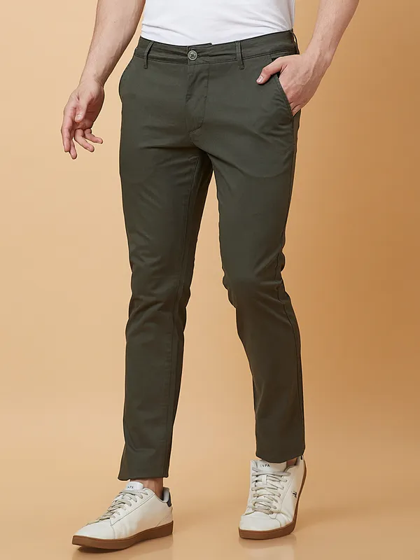 Being Human Mens-Bottom Chino Military Green