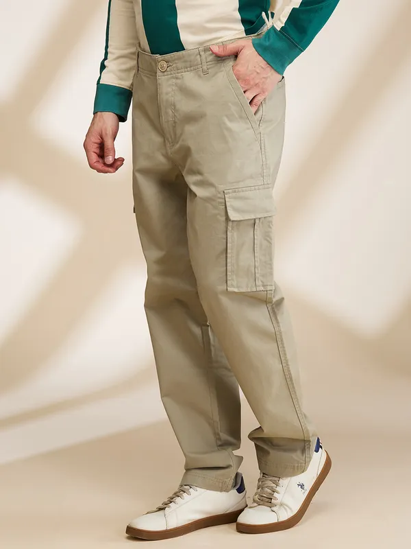 Being Human Mens-Bottom Cargo Lt.Green