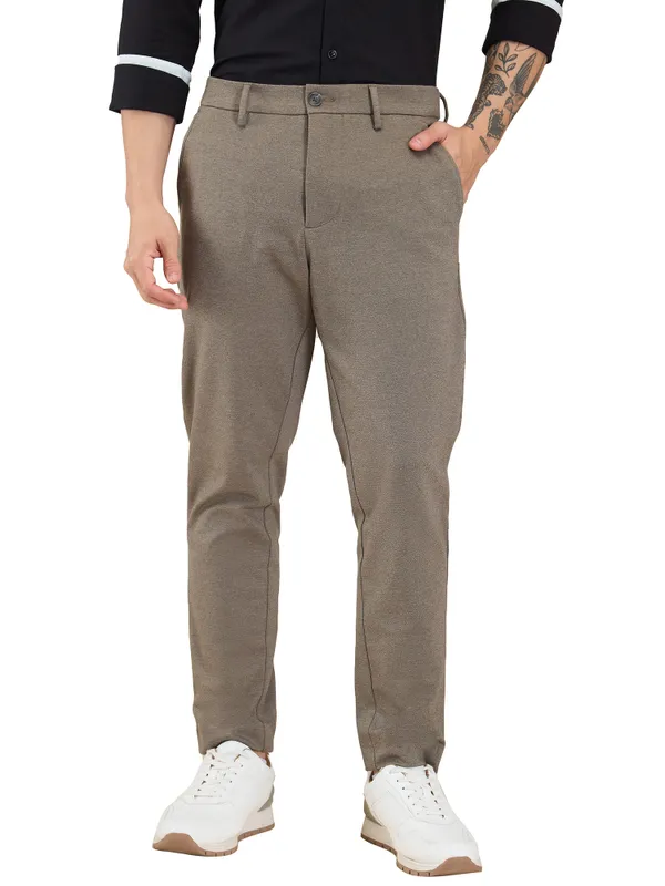 Being Human Clothing Men Beige Self Design Trouser