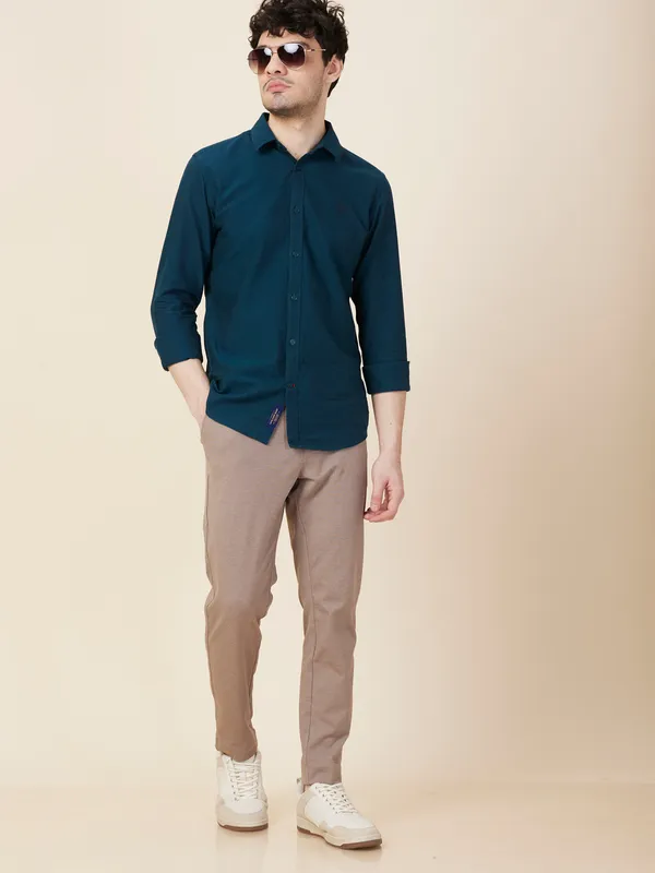 Being Human Clothing Men Beige Self Design Trouser
