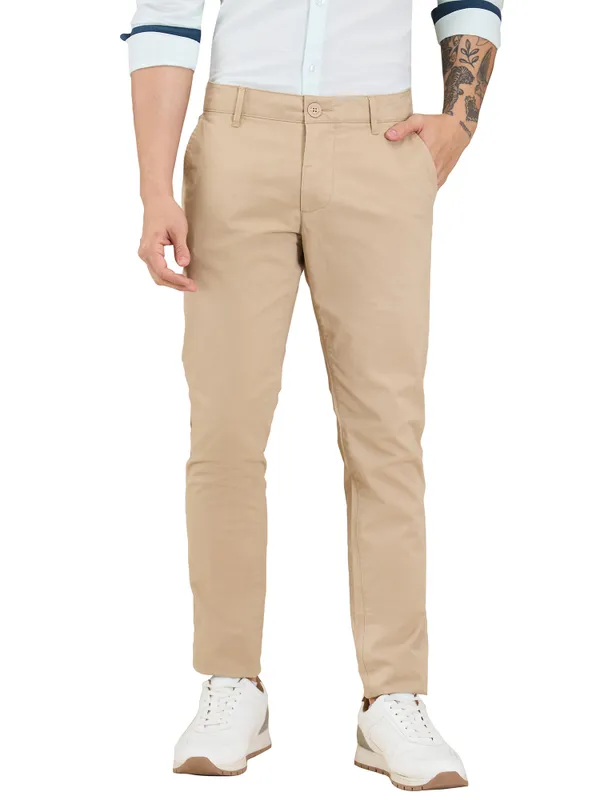 Being Human Men Beige Solid Trouser