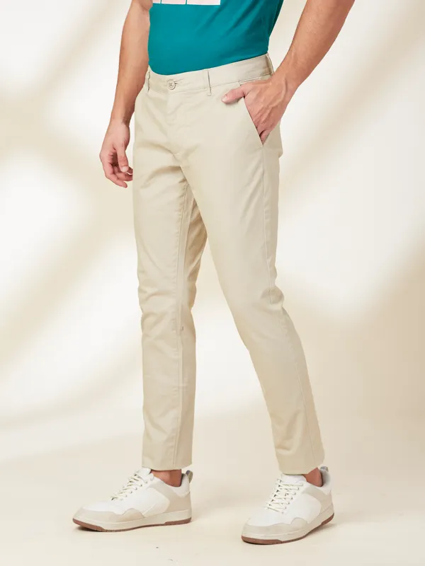 Being Human Clothing Men Beige Solid Trouser