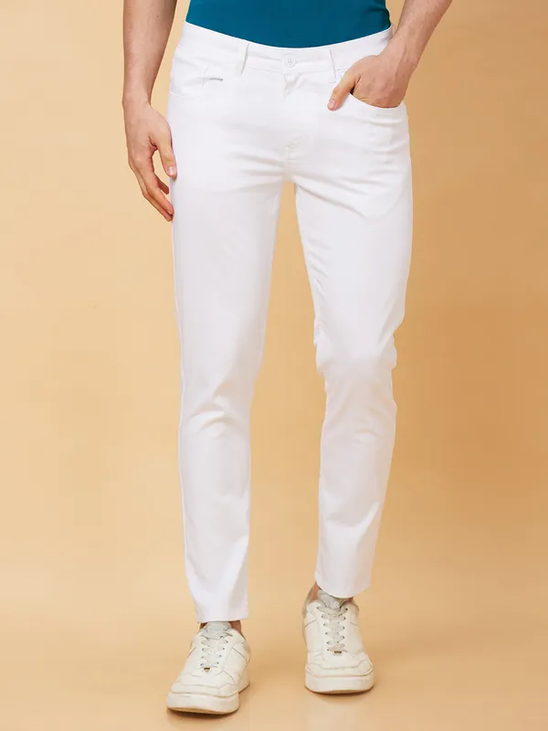 Being Human Clothing Men Cropped Fit Chino-White