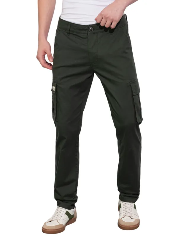 Being Human Clothing Mens-Bottom Cargo Bottle Green