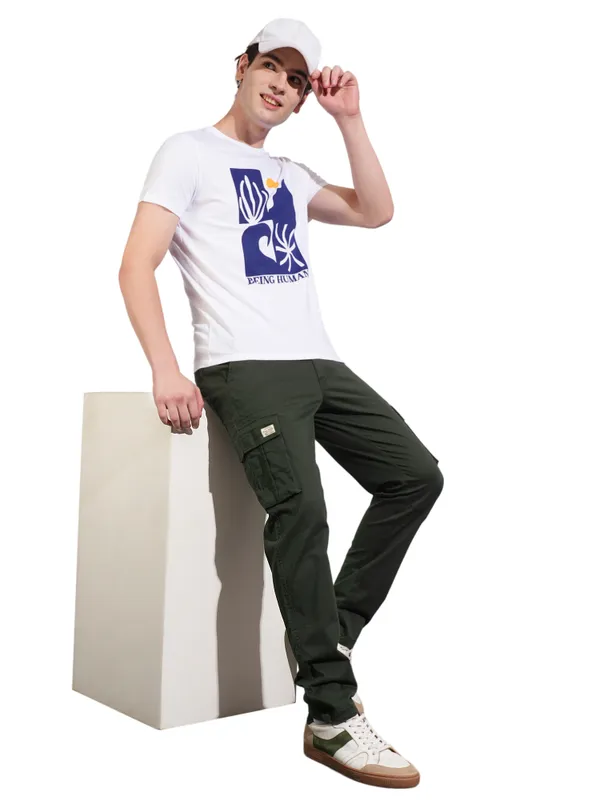 Being Human Clothing Mens-Bottom Cargo Bottle Green