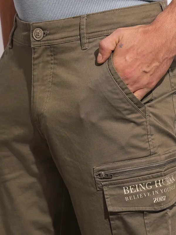 Being Human Clothing Mens-Bottom Cargo Brown