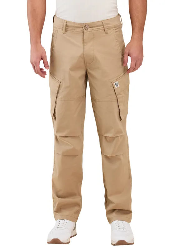 Being Human Clothing Men Beige Solid Cargo