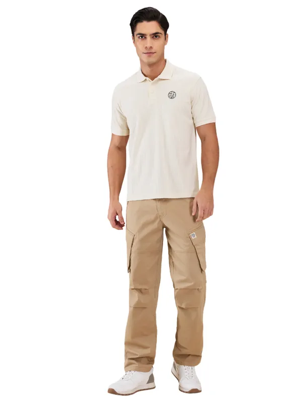 Being Human Clothing Men Beige Solid Cargo