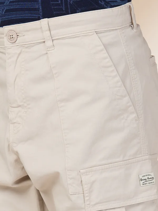 Being Human Clothing Mens-Bottom Cargo Stone