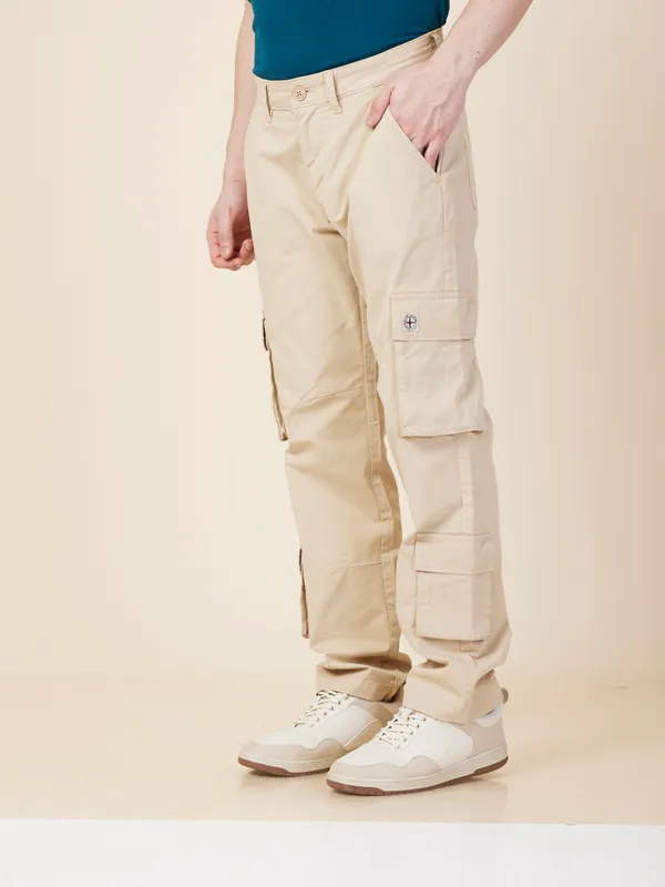 Being Human Clothing Mens-Bottom Cargo Oat Milk