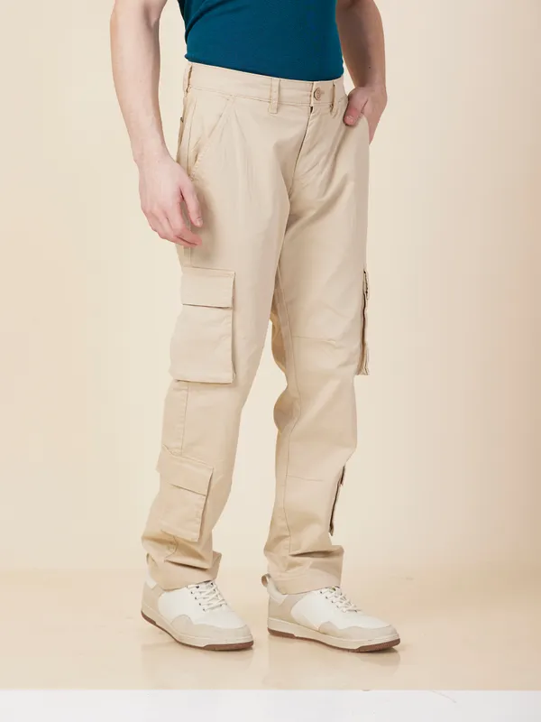 Being Human Clothing Mens-Bottom Cargo Oat Milk