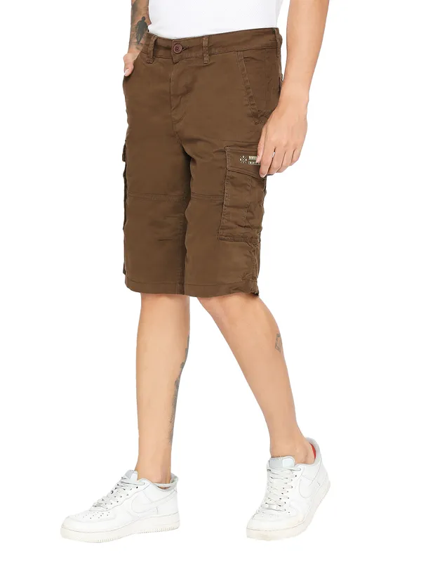 Being Human Men Cargo Fit Shorts-Brown