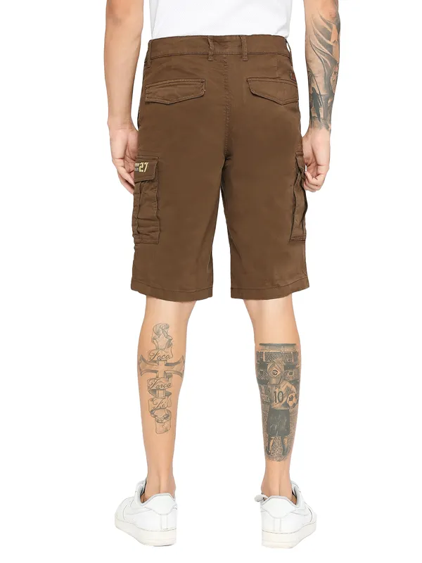 Being Human Men Cargo Fit Shorts-Brown