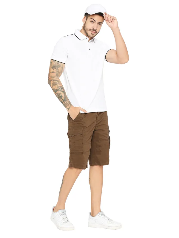 Being Human Men Cargo Fit Shorts-Brown