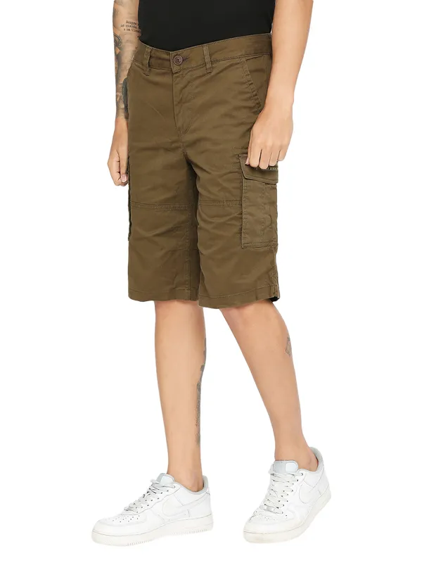 Being Human Men Cargo Fit Shorts-Green