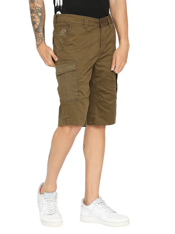 Being Human Men Cargo Fit Shorts-Green