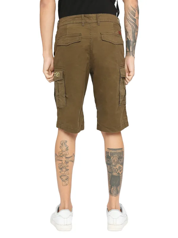 Being Human Men Cargo Fit Shorts-Green