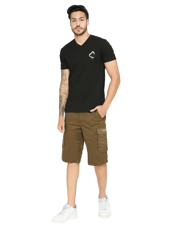 Being Human Men Cargo Fit Shorts-Green