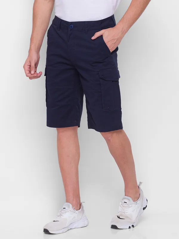 Being Human Men Cargo Fit Shorts-Navy