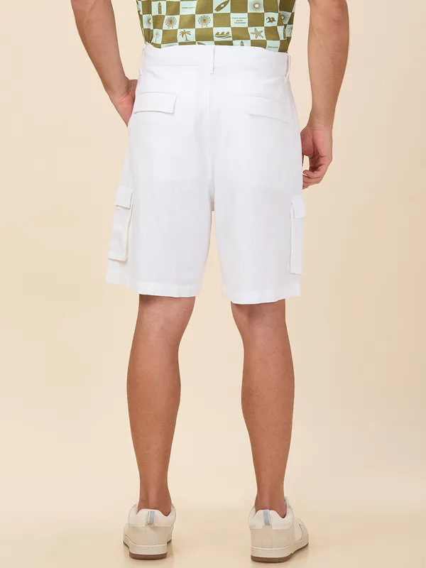 Being Human Clothing Men White Solid Shorts