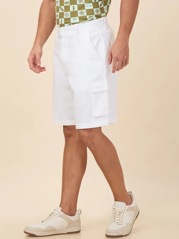 Being Human Clothing Men White Solid Shorts