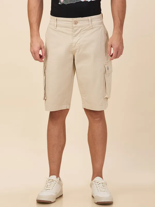 Being Human Clothing Men Beige Solid Shorts