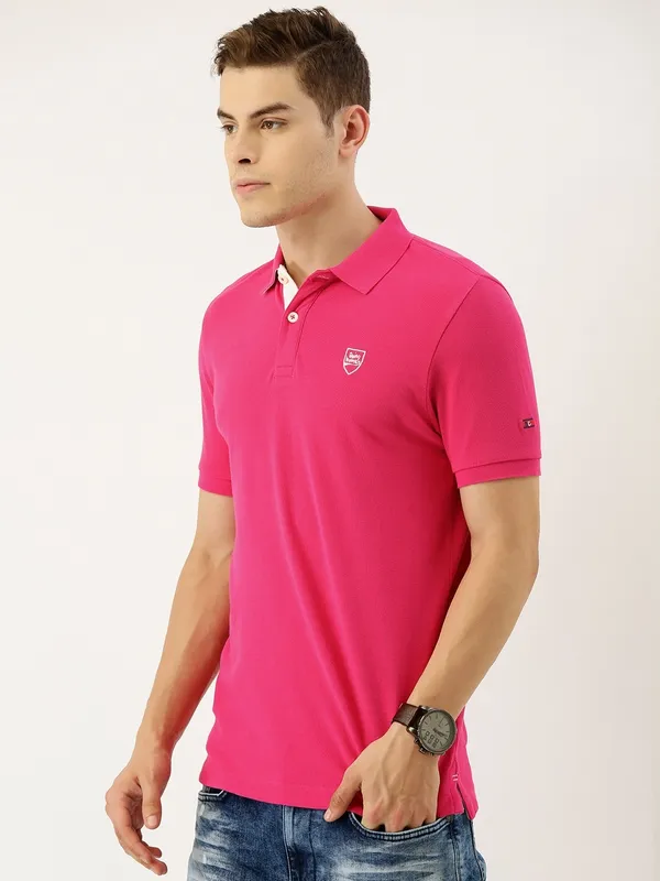 Being Human Regular Fit Men Polo Neck T-Shirts-Beet Root